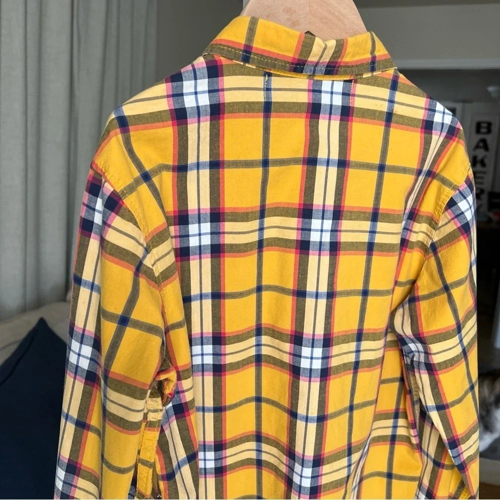 Boy’s Old Navy Yellow/blue/red Plaid Longsleeve Button Up Size M(8)